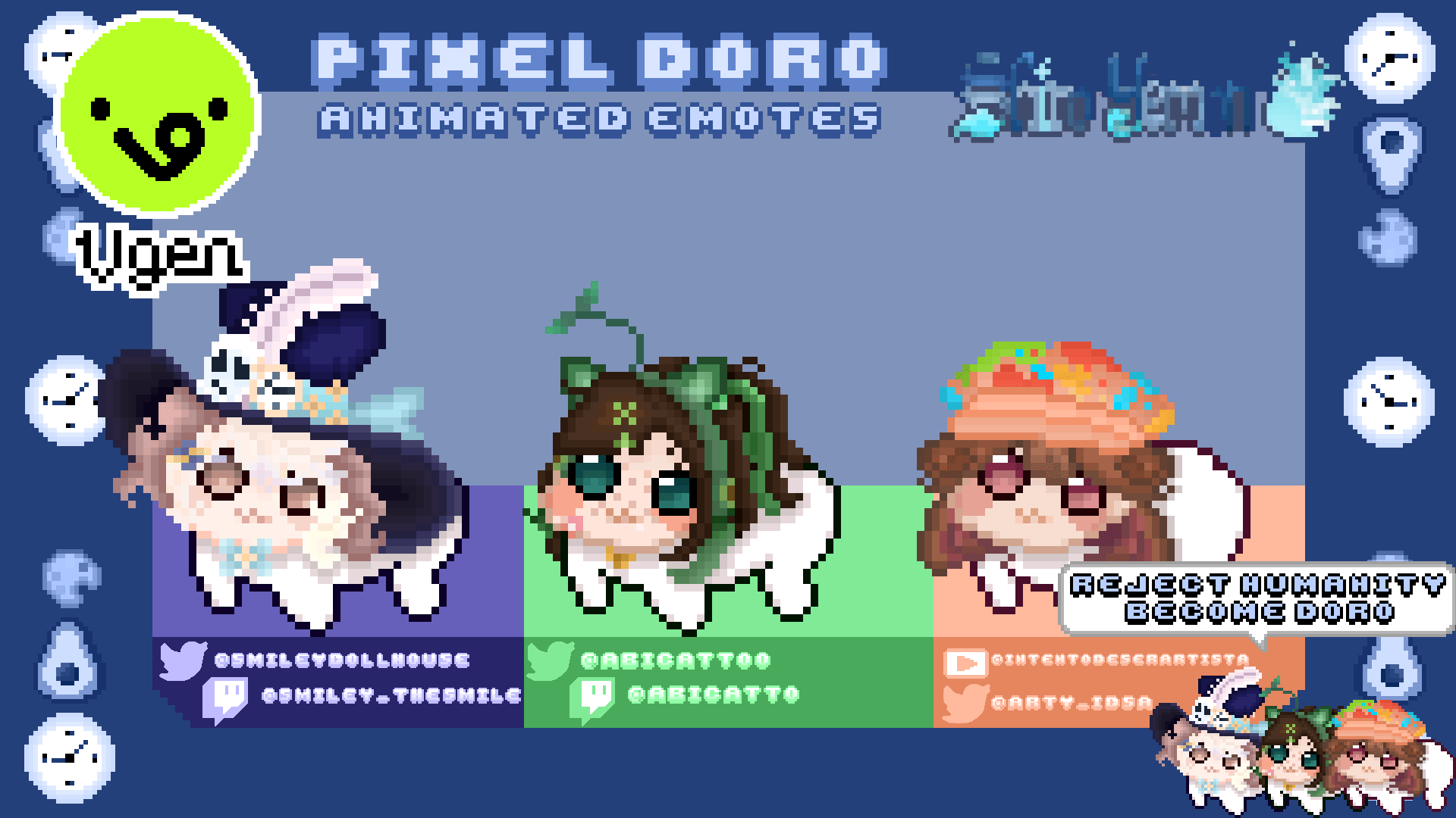 Animated pixel Doro emotes